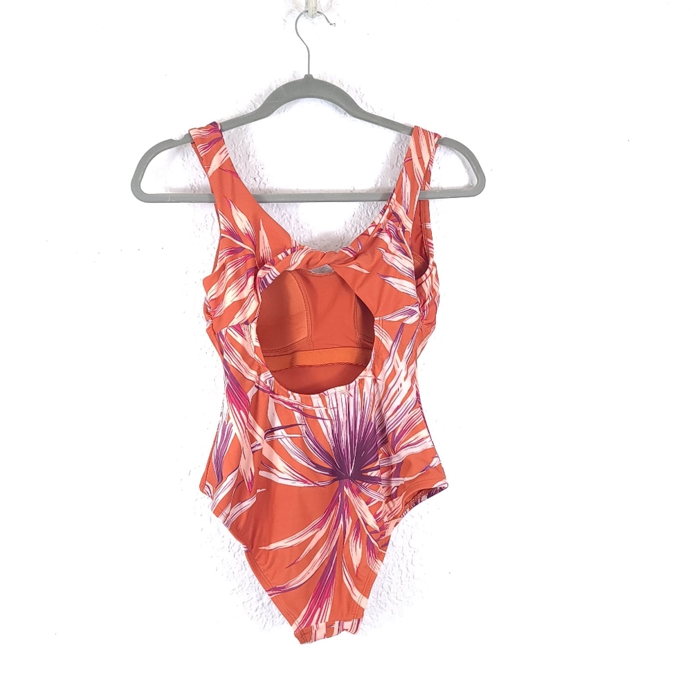 Kona Sol Tropical Palm Orange One-piece Swimsuit - Picture 7 of 10